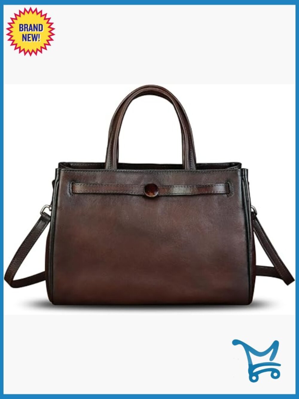 Genuine Leather Satchel Messenger Bag Crossbody Purse Women's Medium